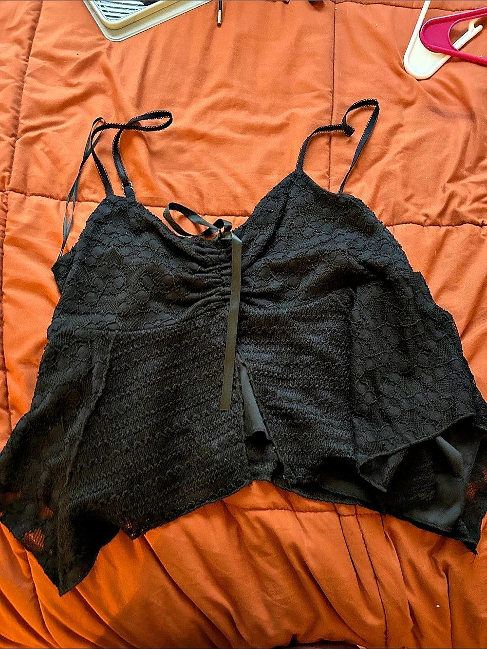 la Peche Lace Camisole in Black XL NWT